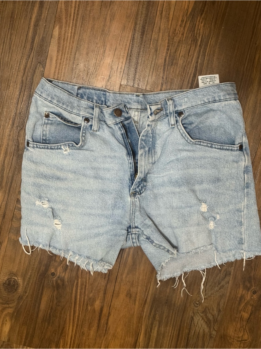 Light Blue Distressed Wrangler Women's Denim Shorts